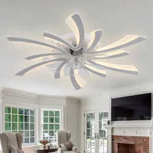 30.7" Modern and Contemporary Low Profile Ceiling Fan for Summer with Remote and LED Light Kit Included, Flush Mount Ceiling Fan for Home Decoration