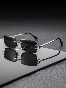 Men's Metal Rectangular Frameless Sunglasses, High-End European Modern Street Style, Trendy Styling Sunglasses, Fashionable Eyewear, Premium Quality, Rimless Sunglasses