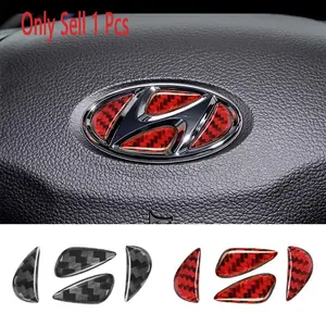 Modern NLINE I30 I20 Venue Tucson IX35 I40 Genesis IX20 Santafe ABS carbon fiber texture steering wheel logo sticker, perfectly compatible, scratch-resistant, heat-resistant