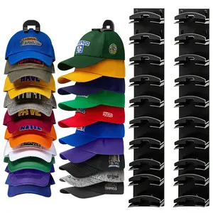 Hat Hook for Wall 2 Pack Hat Organizer Holds Up to 20 Hats  Cap Holder for Closet Door and Bedroom B-Black - Decor Key Hook Wall Mounted Shelf