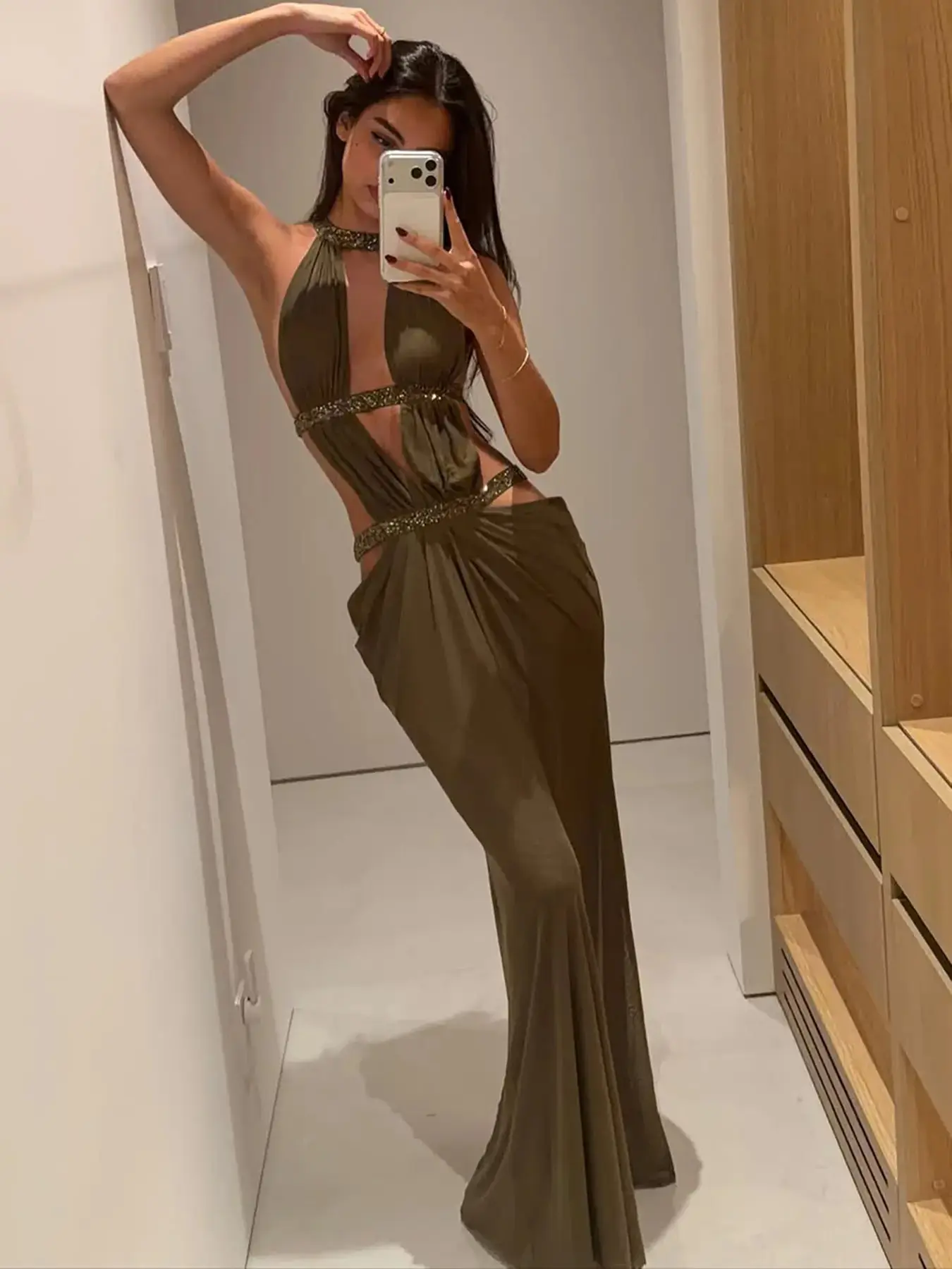 2026 Women's Sexy Backless Contrast Sequin Sleeveless Maxi Dress Elegant Evening Gown Bodycon Mermaid Wedding Party Vacation Summer Outfits
