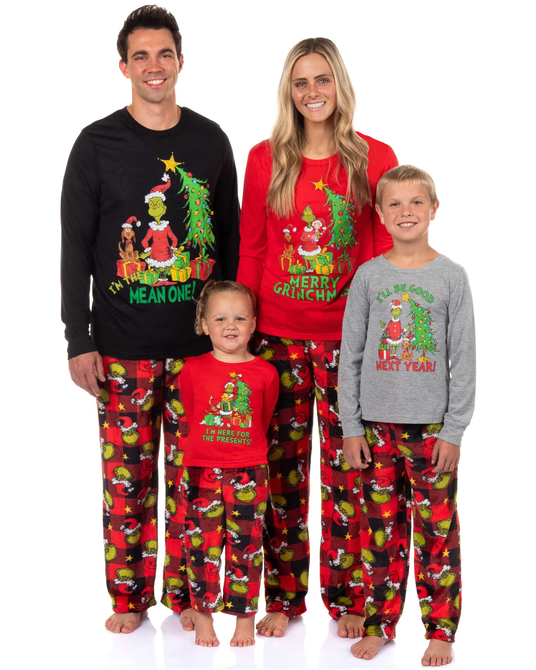 Dr. Seuss The Grinch Pajamas Buffalo Plaid Holiday Matching Family Sleepwear, Clothes, Everyday