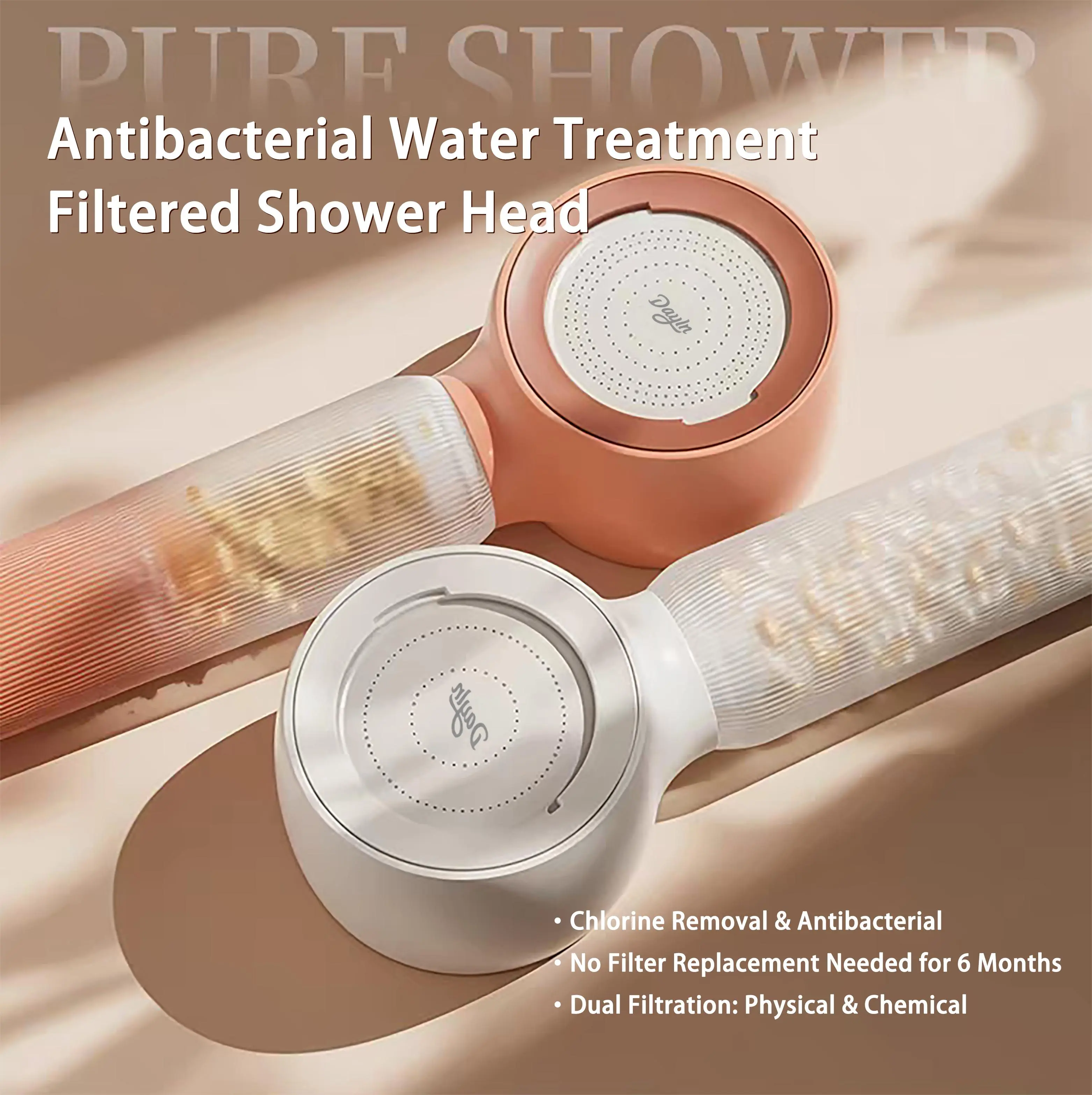 DayIn Chlorine Removal Filter Shower Head with KDF+Calcium Sulfite, Reversible Anti-Clog Panel, Built-In Filter Screen, Gentle Mist, Dual Water Pressure Pulse, Universal Fit for Home & Travel, Handheld Compatible, Chlorine Removal Showerheads & Handheld S