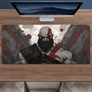 Bloody God of War Large Gaming Mouse Pad,Aesthetic Desktop Drotection Pad,Washable Rubber Pad Non-Slip Lock Edge Multi-Size Mouse Pad Suitable For Home Office,Good Gift for Family and Friends,Aesthetic Office Supplies,Office Desk Accessories