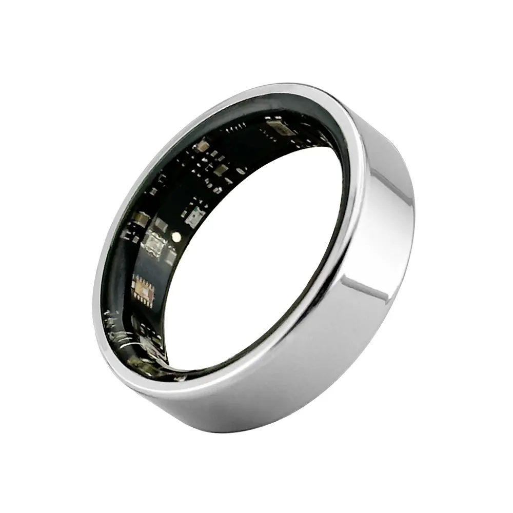 Smart Ring - Ultra-Narrow Bezel Stainless Steel Hybrid Bluetooth Wearable, Waterproof, 24/7 Health Monitoring, Heart Rate, Sleep & Activity Tracking for Badminton, Multiple Sizes Available, Unisex