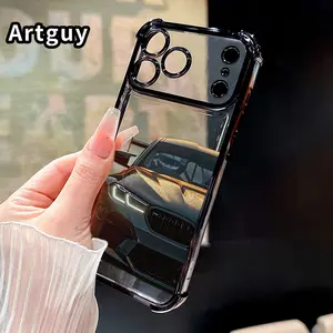 Clear Protective Four Corners Air Cushion Anti-drop Phone Case For iPhone 17 Pro Max 16 15 Plus Air 14 13 12 11 E Compact Car Pattern Premium Plated Cover Casing