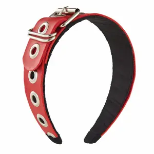 Punk Handcrafted PU Leather Headband With Goth Subculture Hardware