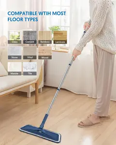Microfiber Mops for Floor Cleaning - Flat Floor Mop with 4 Washable Chenille Pads Dry Dust for Hardwood Laminate Wood Tile Vinyl