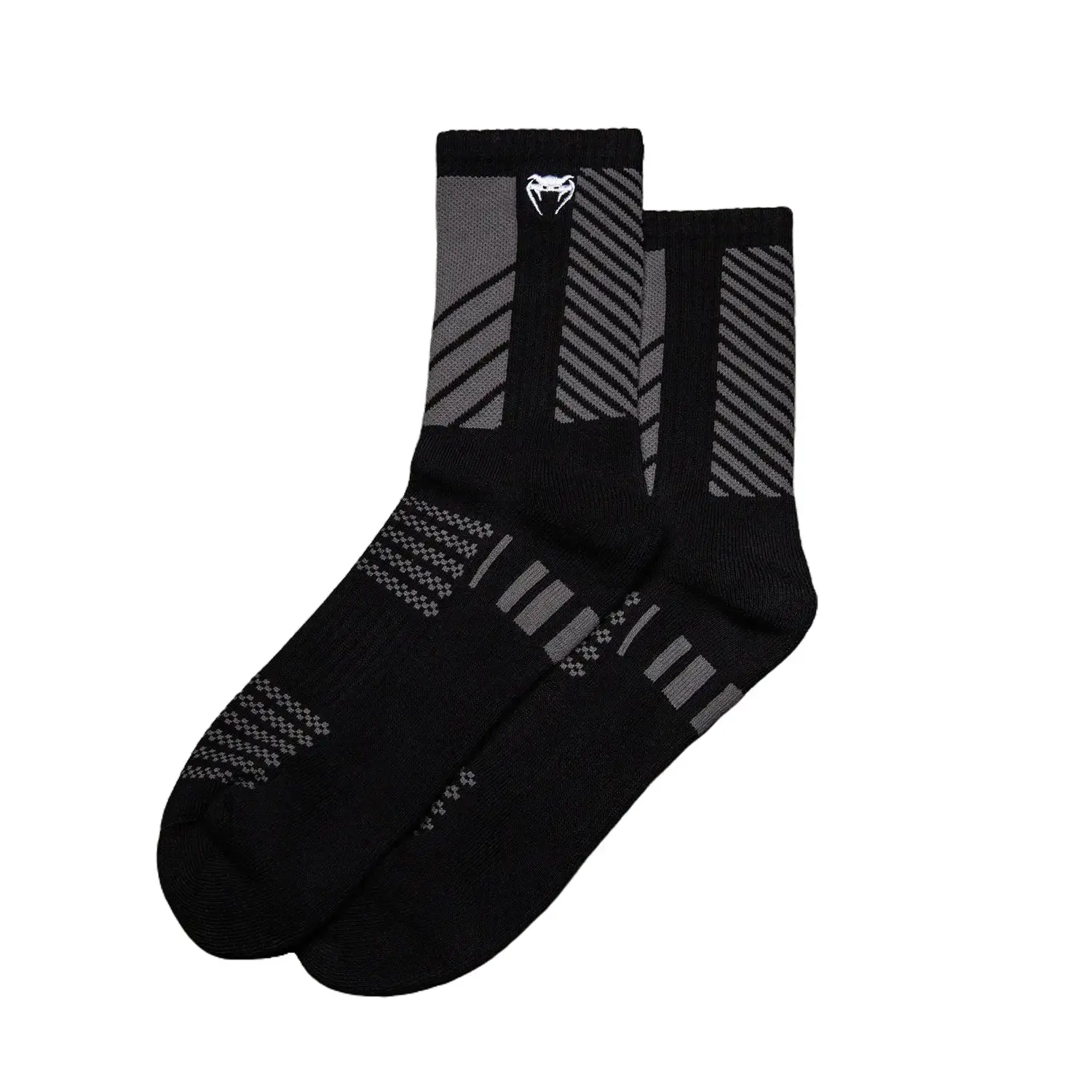 Venum Vector Crew Socks - Black/Grey, Athletic Sports Socks for Workout, Durable Crewsocks for Sports Activities, Workout Socks