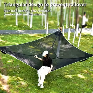 Heavy-Duty Triangle Hammock, 440 LBS/200 KG Weight Capacity, Oversized 110.24 Inch Portable Outdoor Swing Bed with Storage Bag & Straps, Durable Polyester Mesh, Travel Accessory Hammock - Ideal for Camping, Backpacking & Garden Relaxation, Travel Hammock