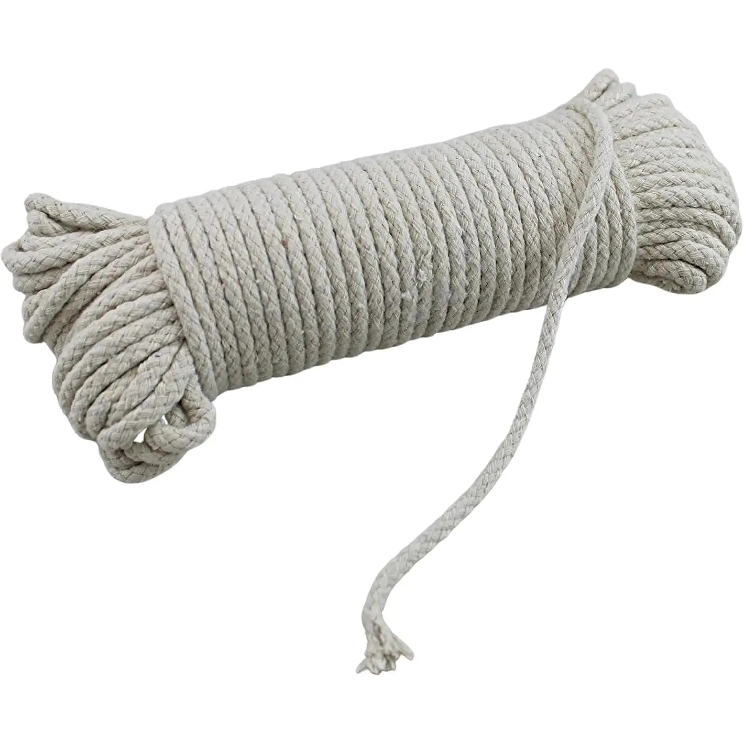 ## 6 1/4" 6 Mm) Heavy Duty Braided Cotton Clothesline Rope, 100 Ft Multifunction Rope for Home, Camping Securing Items Needs