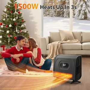 Infrared Space Heater with Attachable Feet, 1500W Wall Heater with Adjustable Thermostat, Remote, 12H Timer, Safety Child Lock, Easy-Mount, Ideal for Indoor Use, Garage, Basement, Bathroom