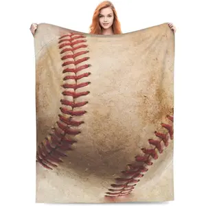 BLUBLU Baseball Flannel Blanket, lightweight and comfortable, suitable for bedroom, living room, sofa, size 50 inches x 40 inches: Home and Kitchen