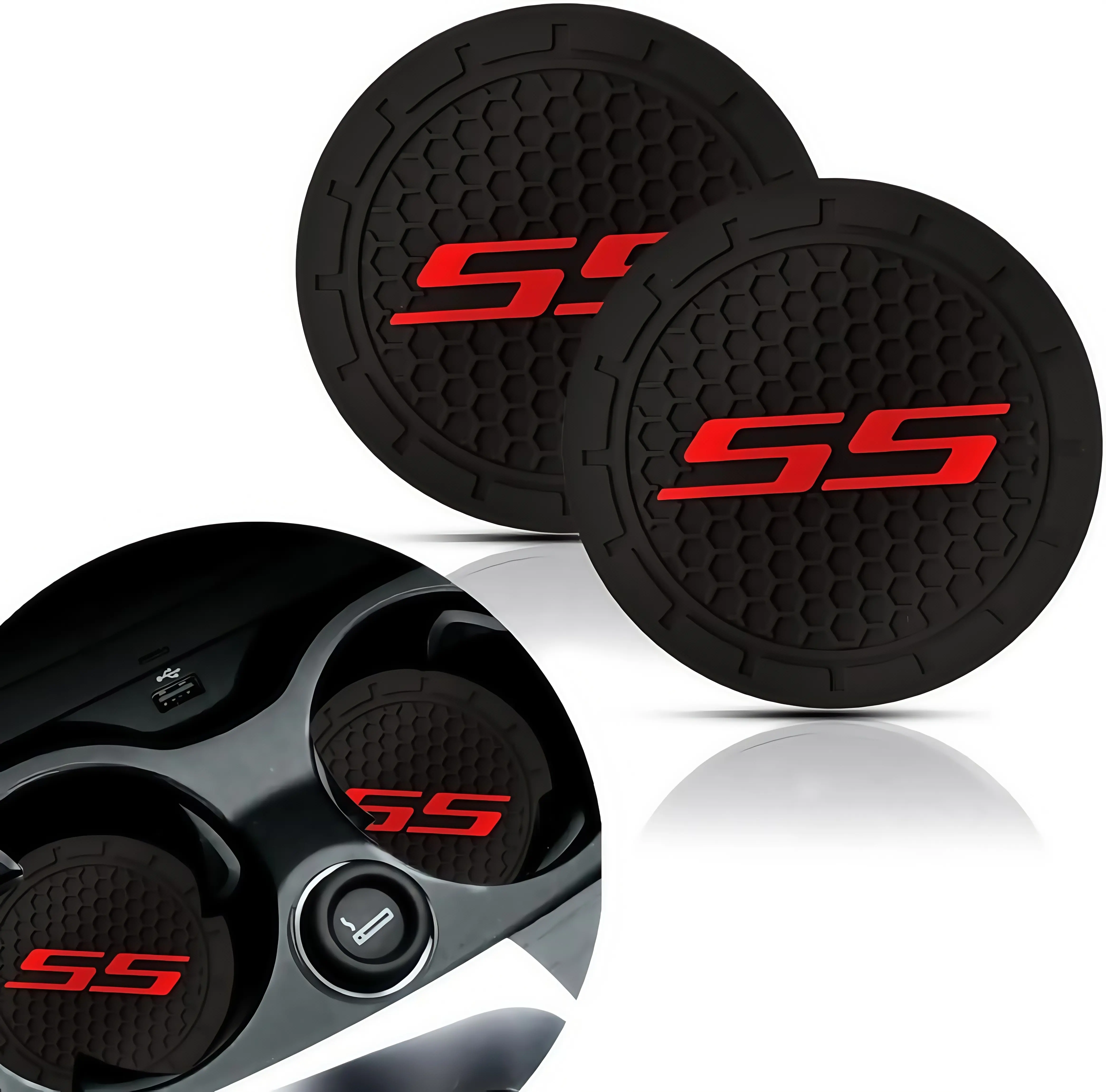 2Pcs Anti-Slip Car Cup Holder Coasters - Custom Fit for Chevy Camaro SS, Women's Car Interior Accessories, Non-Slip Insert Mats, Car Accessories