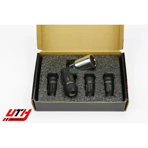MUTEKI SR48 4pc Lock Set 12x1.25 Rim Wheel Black Open End Tuner Lug Nut Acorn