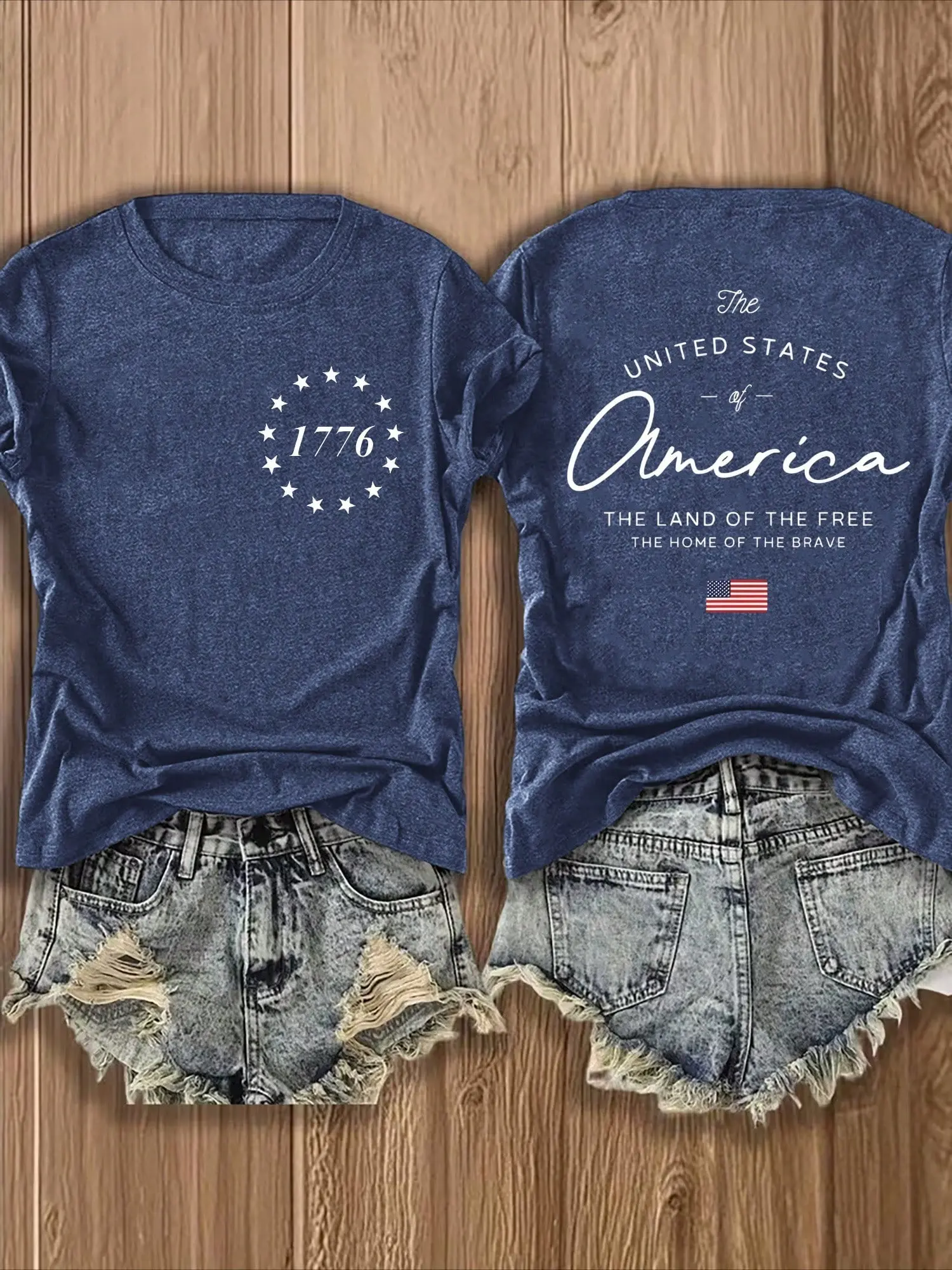 Women's 1776 USA Patriotic Graphic-Print Short-Sleeve Sports Tshirt - Breathable Apricot 4th Of July Female Casual Outdoor Sports Top, Flag-Themed Shirts For Women, Graphic T Shirts