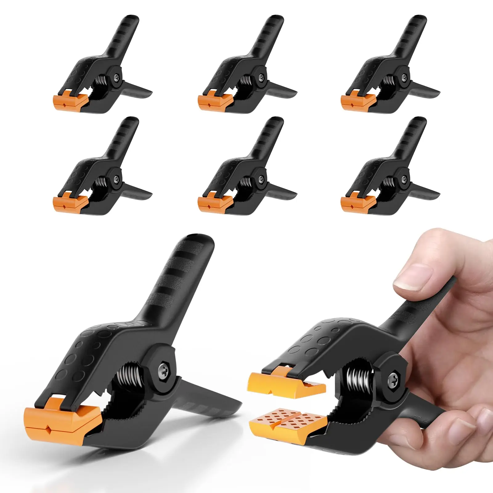 EMART 6 Pack Heavy Duty Muslin Spring Clamps 4.5 inch Photo Booth Backdrop Clips for Photography Studio with High Strength Grip Jaw Pads & Comfortable Round Handle Design