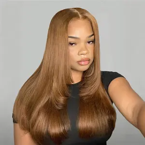 OQ HAIR Chestnut Brown Layered Cut Straight Wear Go Wig 7x5 Pre-Everything 220% Density Glueless Human Hair Wigs With Drawstring Pre-Colored Hair Wigs for Beginner Friendly Vacation Hair Wig #SummerVibes