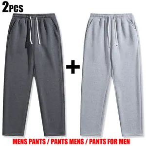 Men's Casual Jogger Pants 2 Pack Drawstring Waistband Back Pockets Relaxed Fit Trendy Menswear Essential Polyester Military Camouflage Training Set