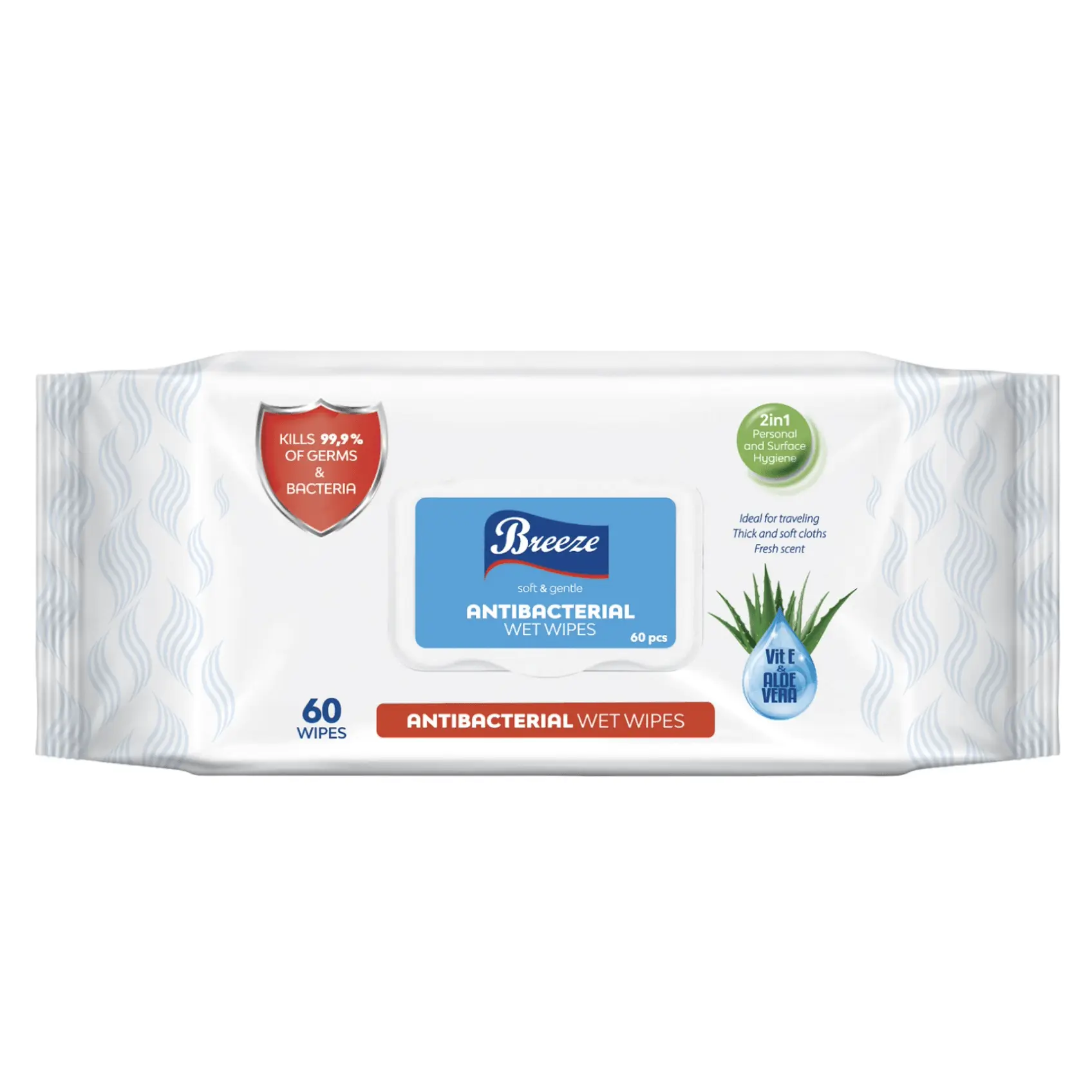 BREEZE ANTIBACTERIAL WET WIPES 60 PCS