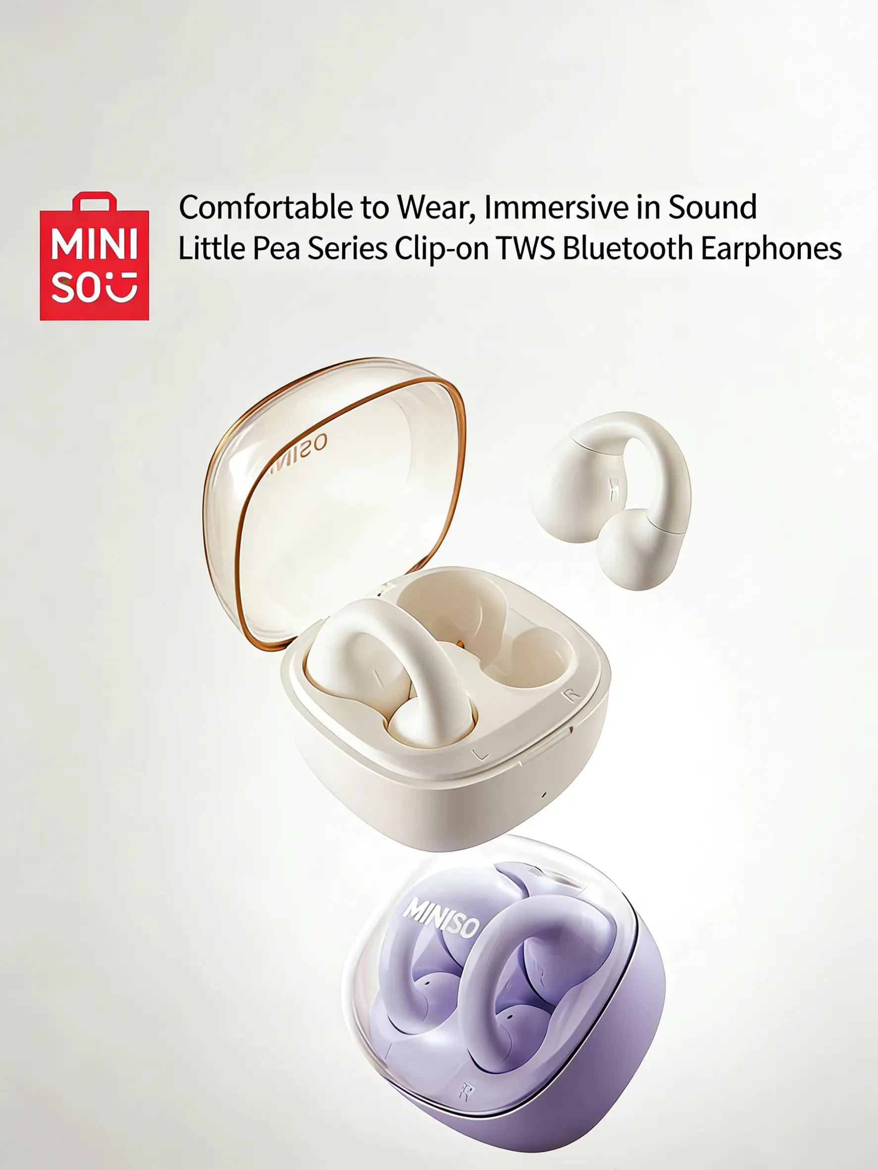 MINISO Open-Ear Bluetooth Earbuds - Air & Bone Conduction Wireless Stereo Headphones, Long-Lasting Battery, Hands-Free In-Ear Audio, Compatible with Huawei, Perfect Gift for Mom