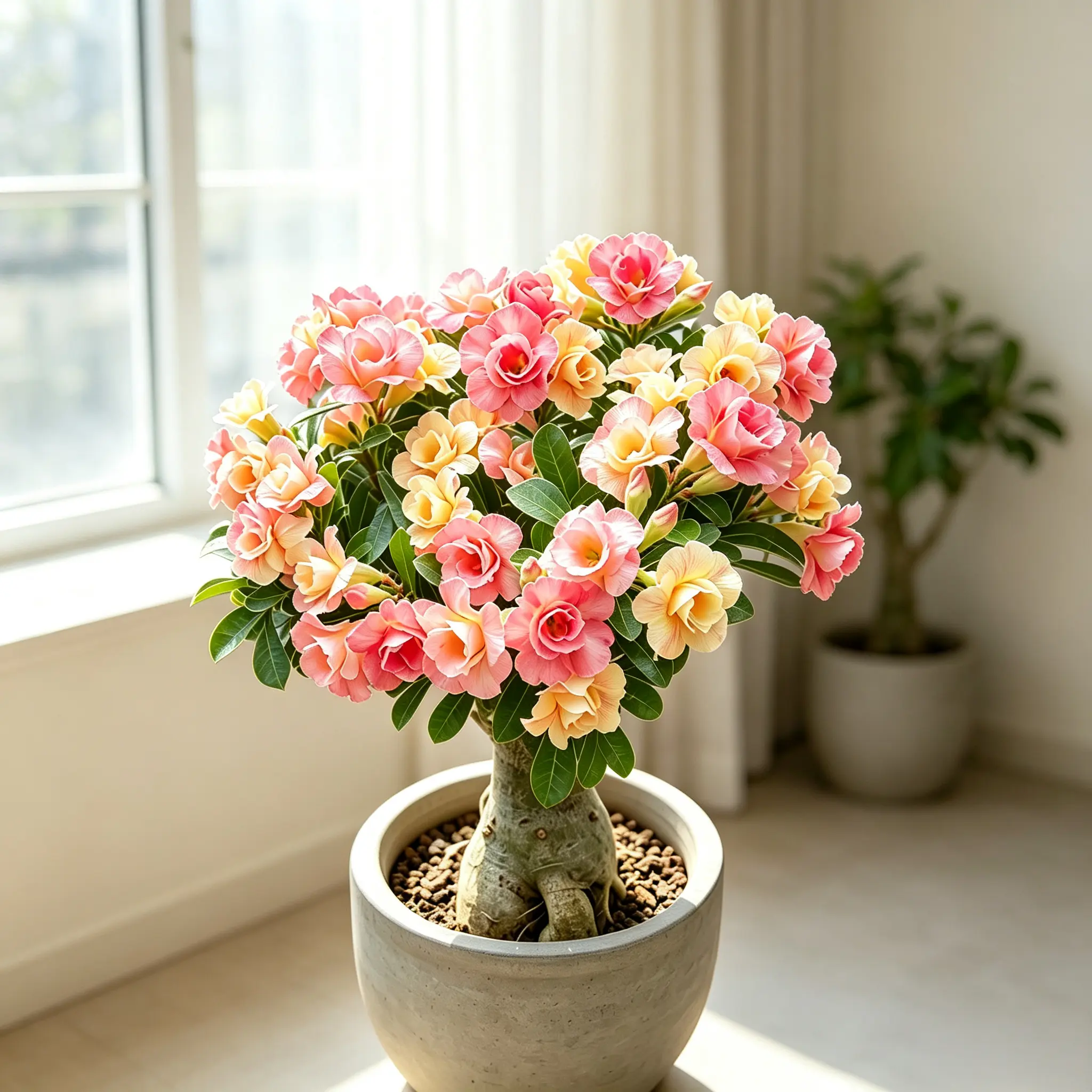 Desert Rose Bonsai – Caudex Succulent Plant, Indoor Flowering Potted Plant for Desk Decor