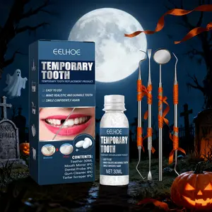 Halloween Tooth Decorations Kit - 3 Packs Temporary Tooth Repair Gel 30ml, False Teeth Dentures Moldable Resin for Movie Makeup & Cosplay, Easy DIY Filling for Tooth Gaps Missing Teeth & Cosmetic Fixes - Oral
