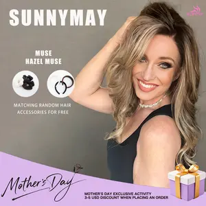 SUNNYMAY Hazel Muse premium Japanese silk series: 13×4 lace front with synthetic fibers, glueless, approximately 120% density, deep wave headband, chocolate brown women’s wig, Valentine’s Day gift tiktokshopspringglowup