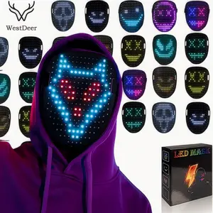 WestDeer 2025 New LED Mask Features 50 color-changing modes Gesture-activated lighting Spooky LED skull mask Glow-in-the-dark mask perfect for Halloween, Christmas, and costume parties The ideal gift for friends,Perfect Gift