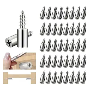 40Pcs Wardrobe Cabinet Glass Partition Nails Cross Self-Tapping Screw with Rubber Sleeve Screw Plate Support Partition Bracket Sturdy Shelf
