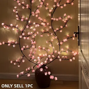 96led Cherry Blossom Tree Light, DIY Realistic Sakura Bedroom Decor Lamp, Party Restaurant Wall Decoration, Wedding Holiday Xmas Home Ambiance, Led Lights