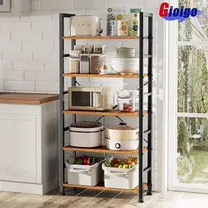 5 Tiers Bookshelf, Classical Modern Book Shelf, Tall Display Shelves in Living Room/Home/Office, Storage Organizer for CDs/Books/Movies, Rustic Brown