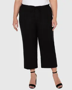 Plus Size Pull On Wide Leg Crop Trouser