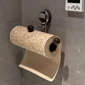 1pc Suction Cup Kitchen Paper Towel Holder, Reusable No-Drill Steel Napkin Dispenser, Creative Home Supplies, Hanging Cloth Rack