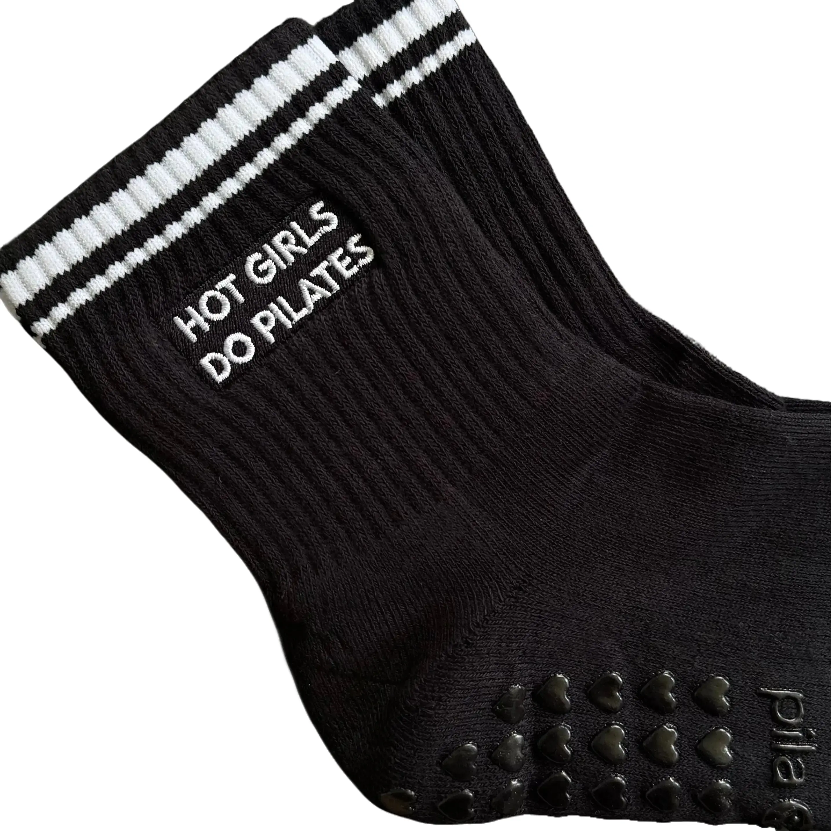 Hot Girls Do PILATES grip Socks - Black pilates socks - cute pilates socks - best pilates socks - pila barre grippy socks