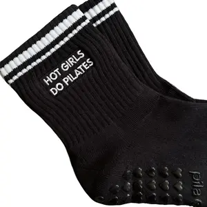 Hot Girls Do PILATES grip Socks - Black pilates socks - cute pilates socks - best pilates socks - pila barre grippy socks
