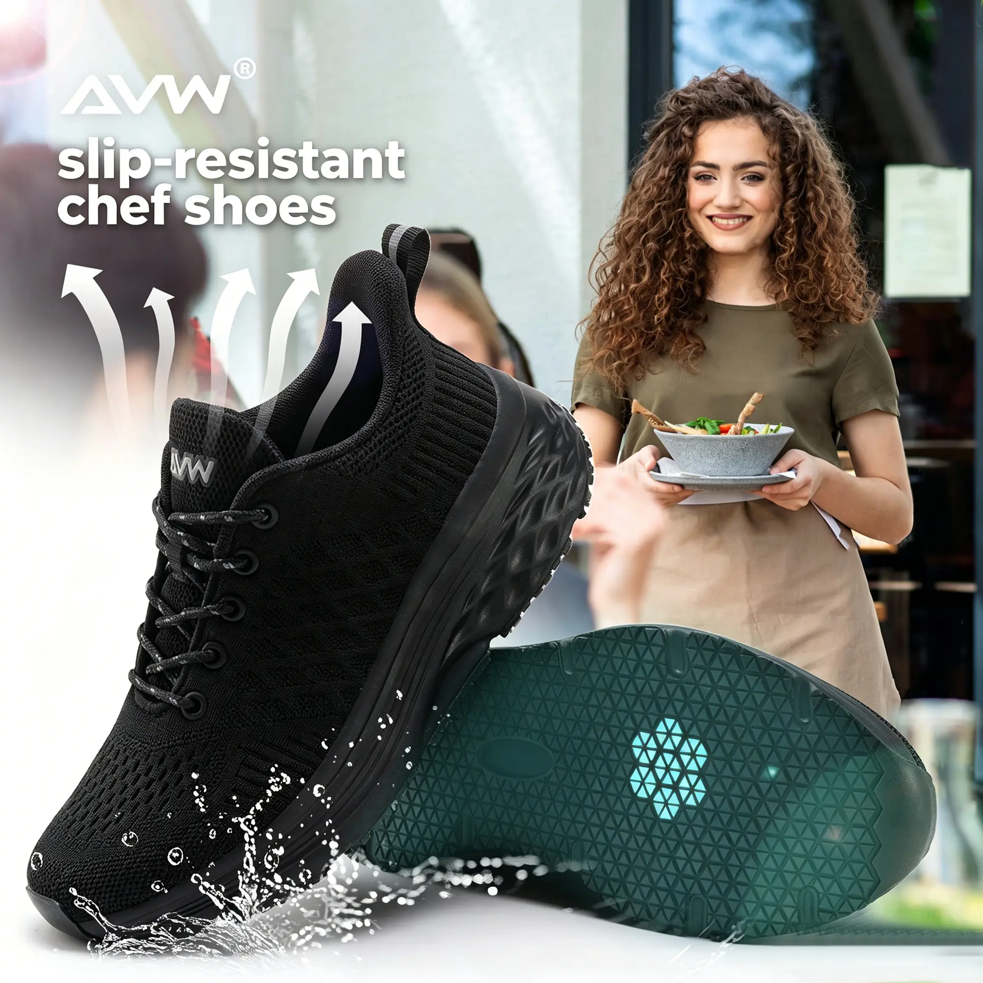 Breathable Non-Slip Chef Work Shoes Water Resistant Anti-Slip Sneakers Supportive Sole For Long Hour Standing StandingAllDayShoes ,SupportiveWorkShoes ,KitchenSneakers ,Workwear ,fyp