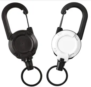 2pcs Heavy Duty Retractable Keychain,Multitool Carabiner Badge Holder,Tactical ID Badge Reel with 23.6” Steel Retractable Cord for Men and Women Metal