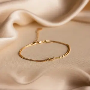 Love Knot Bracelet by Caitlyn Minimalist - Dainty Double Snake Chain Bracelet in Gold & Silver - Friendship Jewelry - Mother's Day Gift for Her