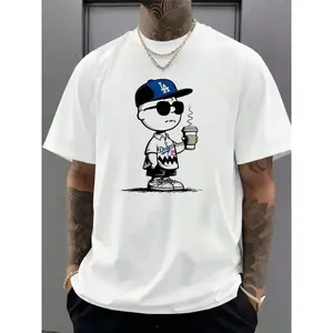 1pc Dodgers LA High Five Baseball T-Shirt |     180g Pure Cotton Casual Sport Tee
