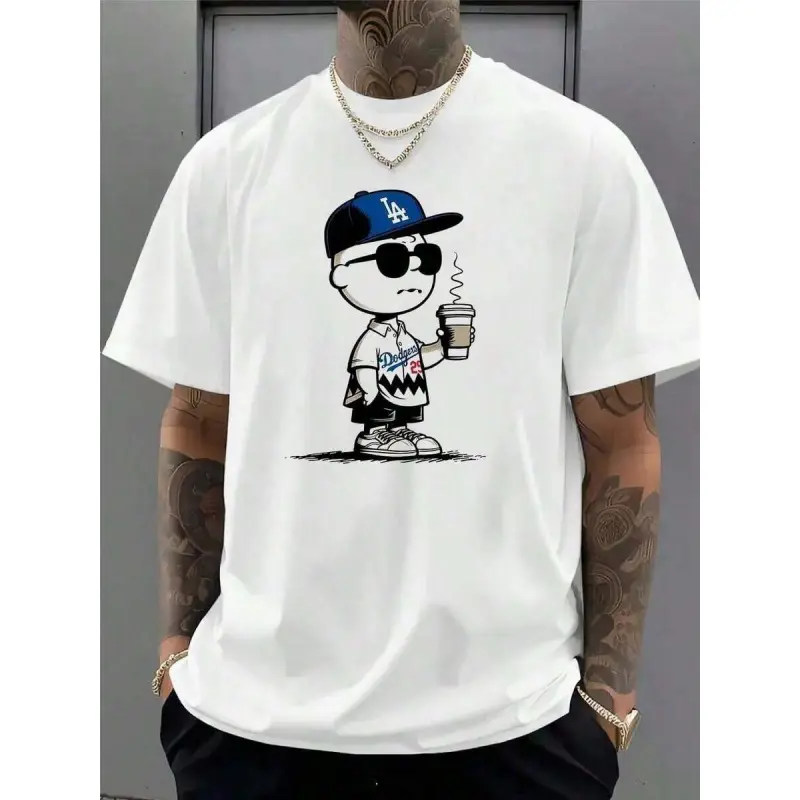 1pc Dodgers LA High Five Baseball T-Shirt |         180g Pure Cotton Casual Sport Tee