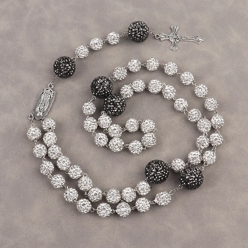 Prayer bead necklace with bright black a