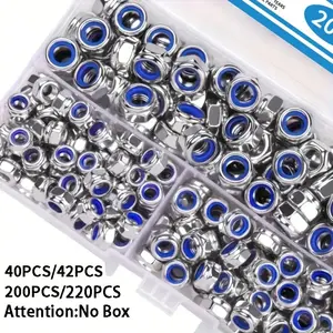 M3-M10 Anti-Loose Hex Nuts 200Pcs Anti-Slip Locking Fasteners for Industrial, Construction, Electronic & Automotive Fields.This premium 40-piece anti-loose hex nut set is a versatile and reliable hardware fastener solution.