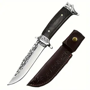 Outdoor Straight Knife — Kitchen knife set with sheath and fixed blade, suitable for outdoor camping; a great gift for Thanksgiving and Christmas
