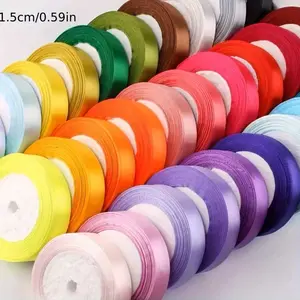 Solid Color Polyester Ribbon, 1 Count 25 Yards Colorful Ribbon, Decorative Garland Ribbon for Wedding Birthday Party, DIY Craft Supplies