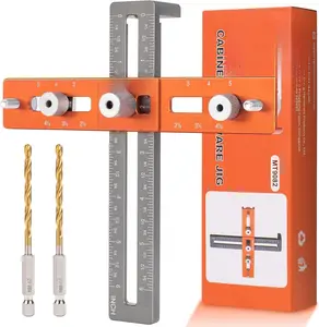 Cabinet Hardware Jig, Cabinet Handle Template, Cabinet Installation Tools With Adjustable Knob,Punch Locator Precision Woodworking Drill Guide For Drawer, Cupboard, Door, File Shelves