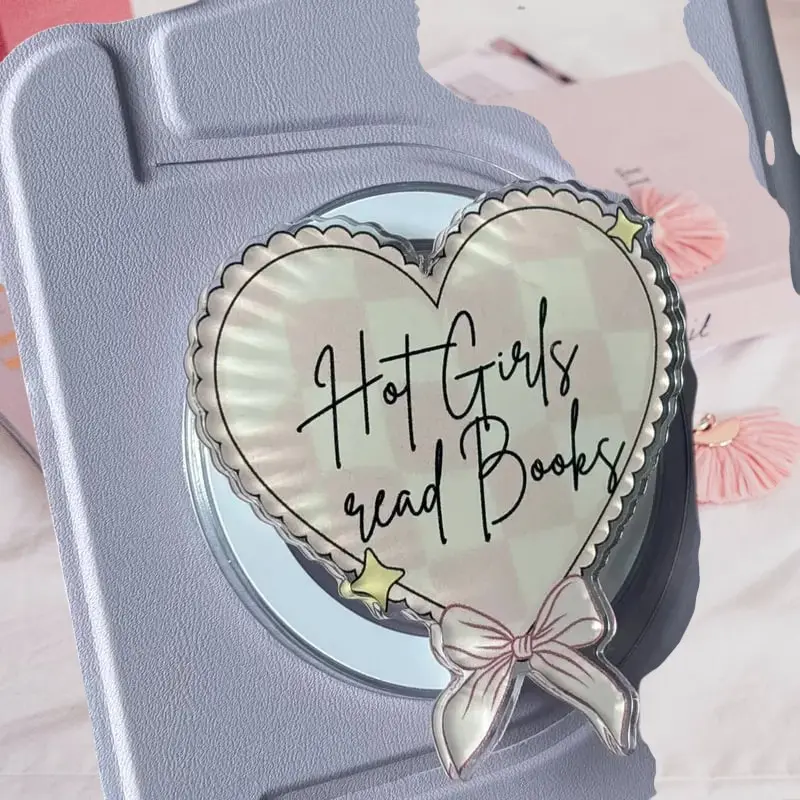 Hot Girls Read Books Heart Kindle Grip | Coquette Aesthetic Bookish Griptok Clear E-Reader Stand Holder for Kindle