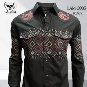 Camisa Manga Larga Bordada Casual Menswear Long Sleeve Embroidered Shirt