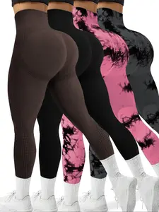 Women's Tie Dye Print, Casual Comfy Breathable Seamless Athletic Stretchable Fitness Skinny High Waist Tummy Control Pants for Yoga Gym Workout Running, Athleisure Fitness Leggings, Ladies Sportswear for All Seasons