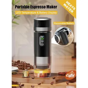 Portable Coffee Maker KF-JN-03 with Digital Display & 20 BAR Pressure – Hot & Cold Brew, Compatible with Coffee Grounds and Capsules, Compact Single-Serve Design with Transparent Cup & 60ml Tank